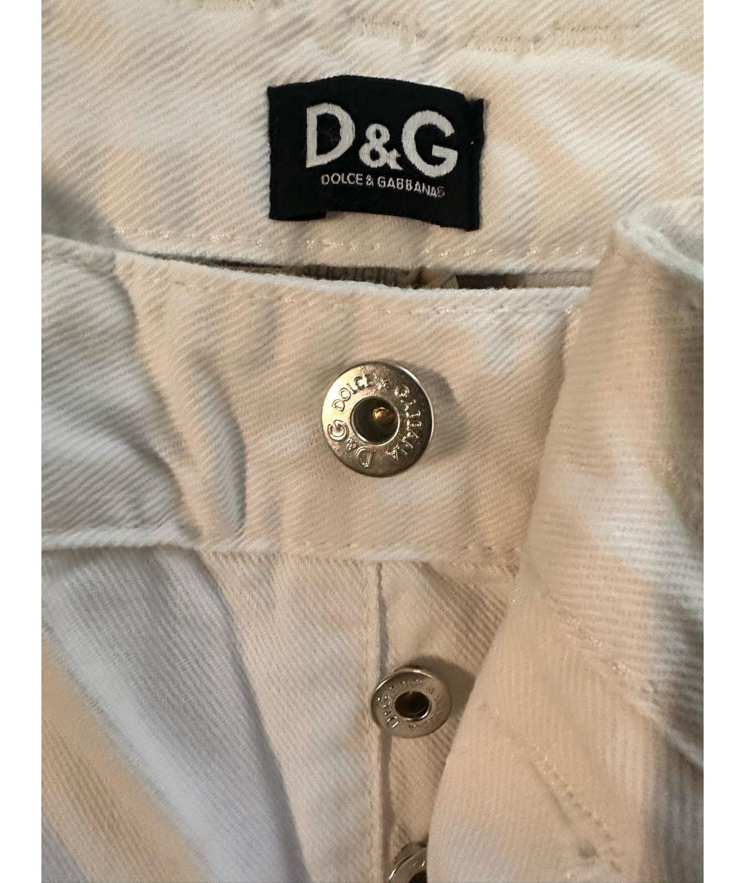 DOLCE&GABBANA Белые хлопковые прямые джинсы, фото 3