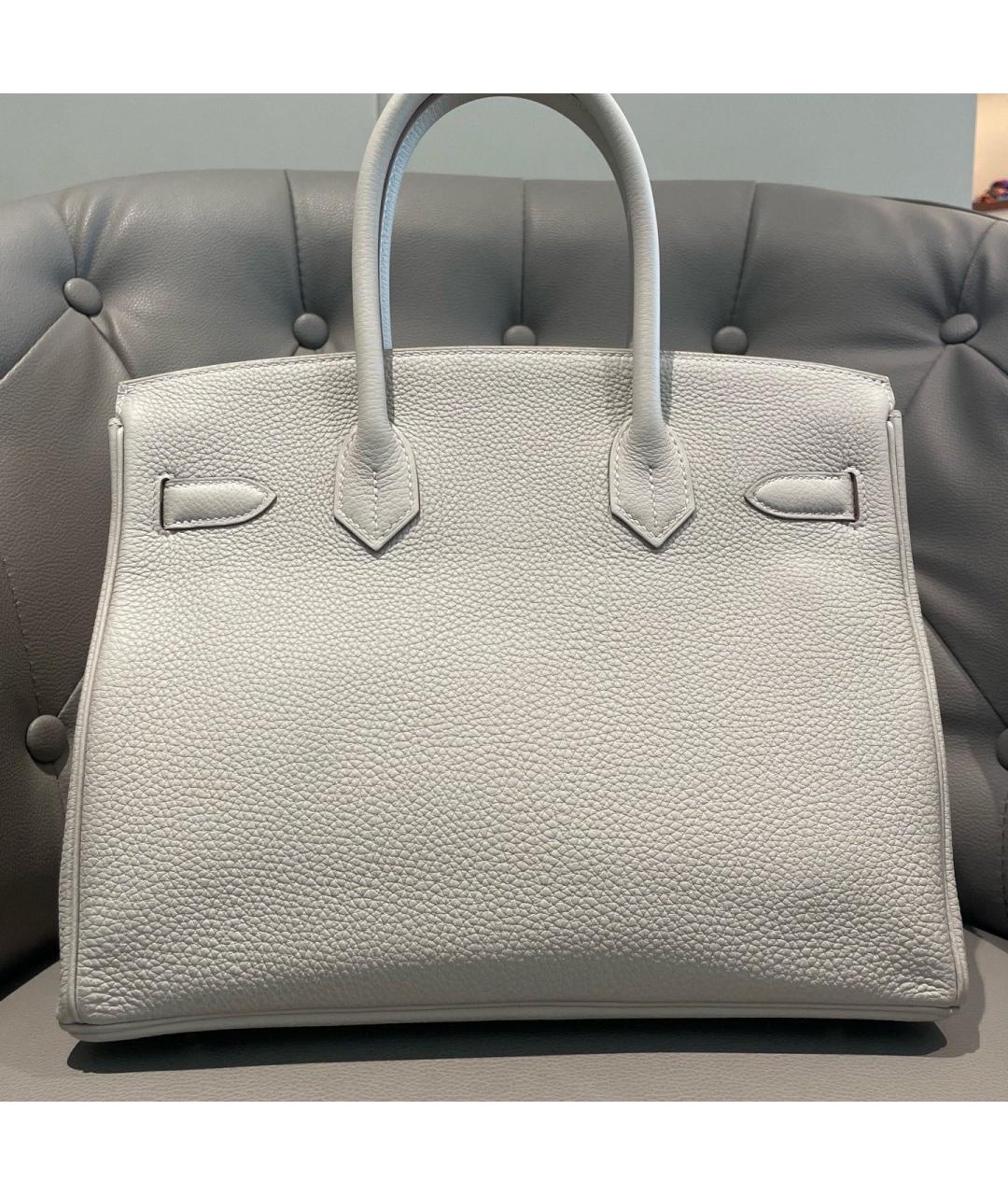 HERMES Серая кожаная сумка тоут, фото 2