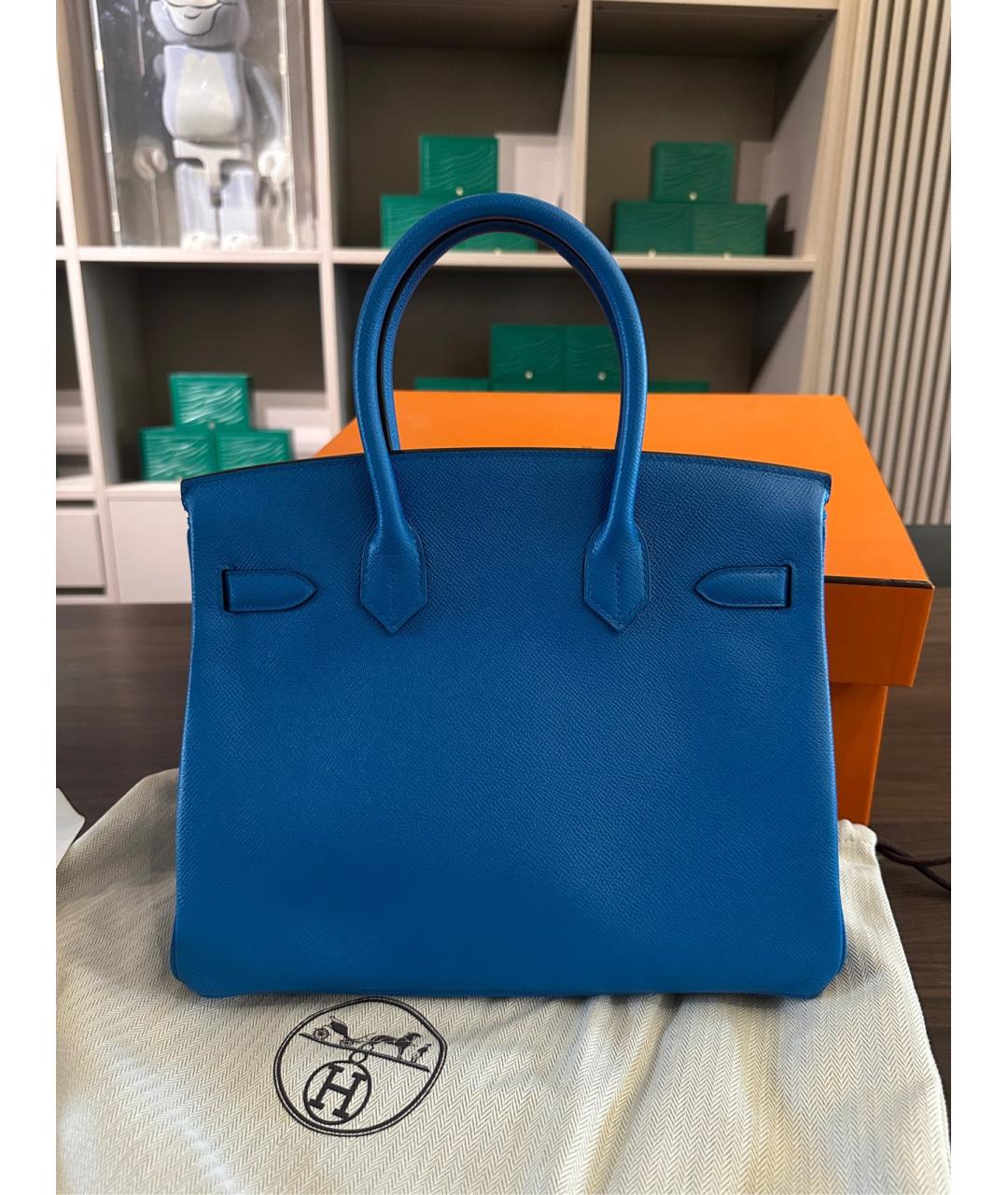 HERMES Синяя кожаная сумка тоут, фото 3