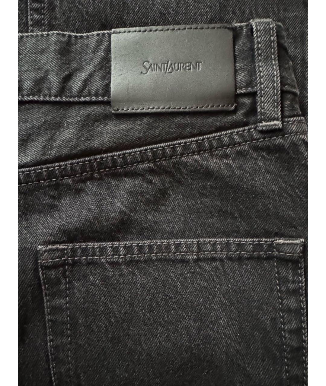 SAINT LAURENT Черные хлопковые прямые джинсы, фото 4