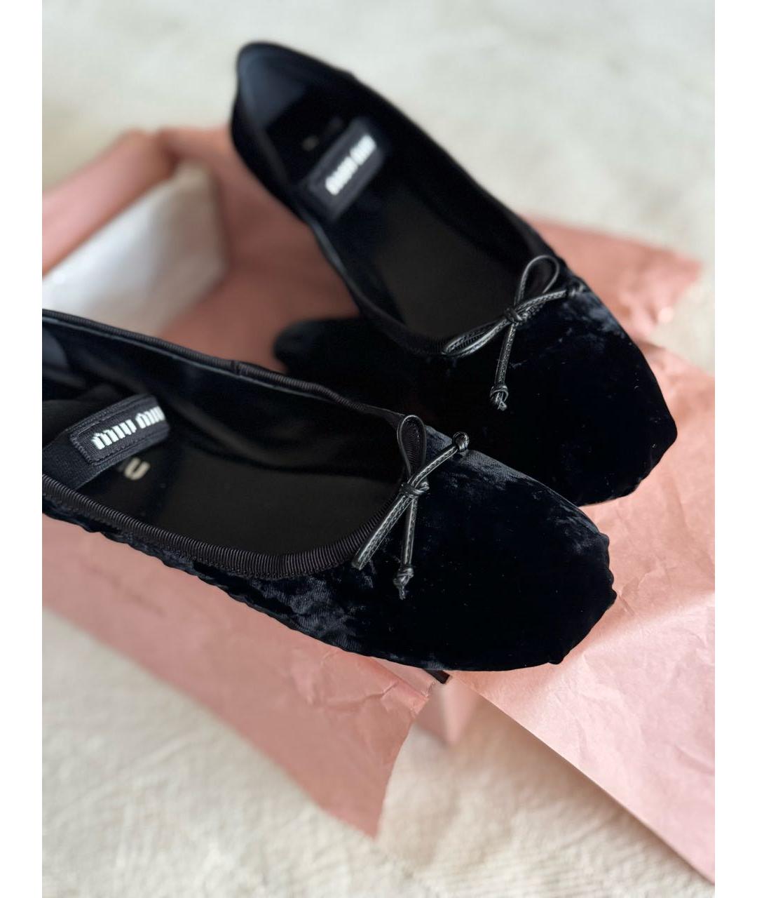 MIU MIU Черные бархатные балетки, фото 6