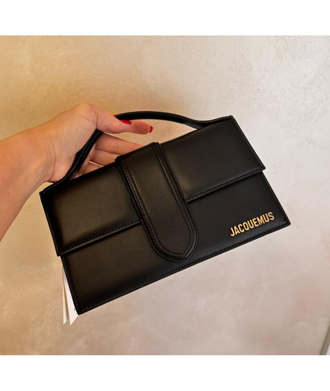 JACQUEMUS Черная кожаная сумка с короткими ручками, фото 5