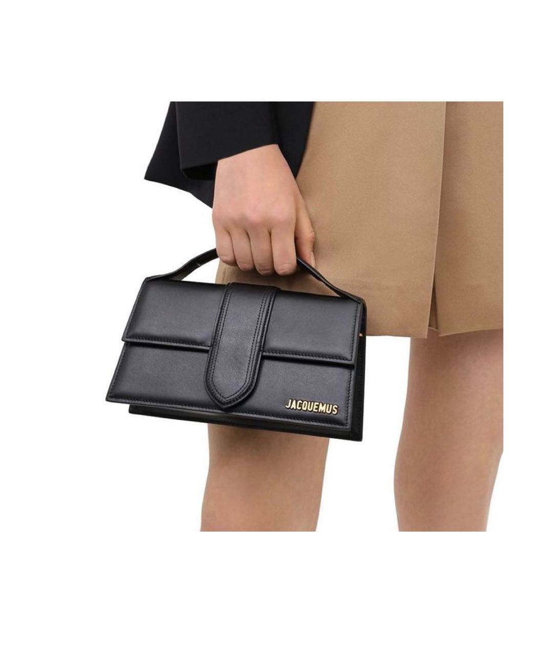 JACQUEMUS Черная кожаная сумка с короткими ручками, фото 2