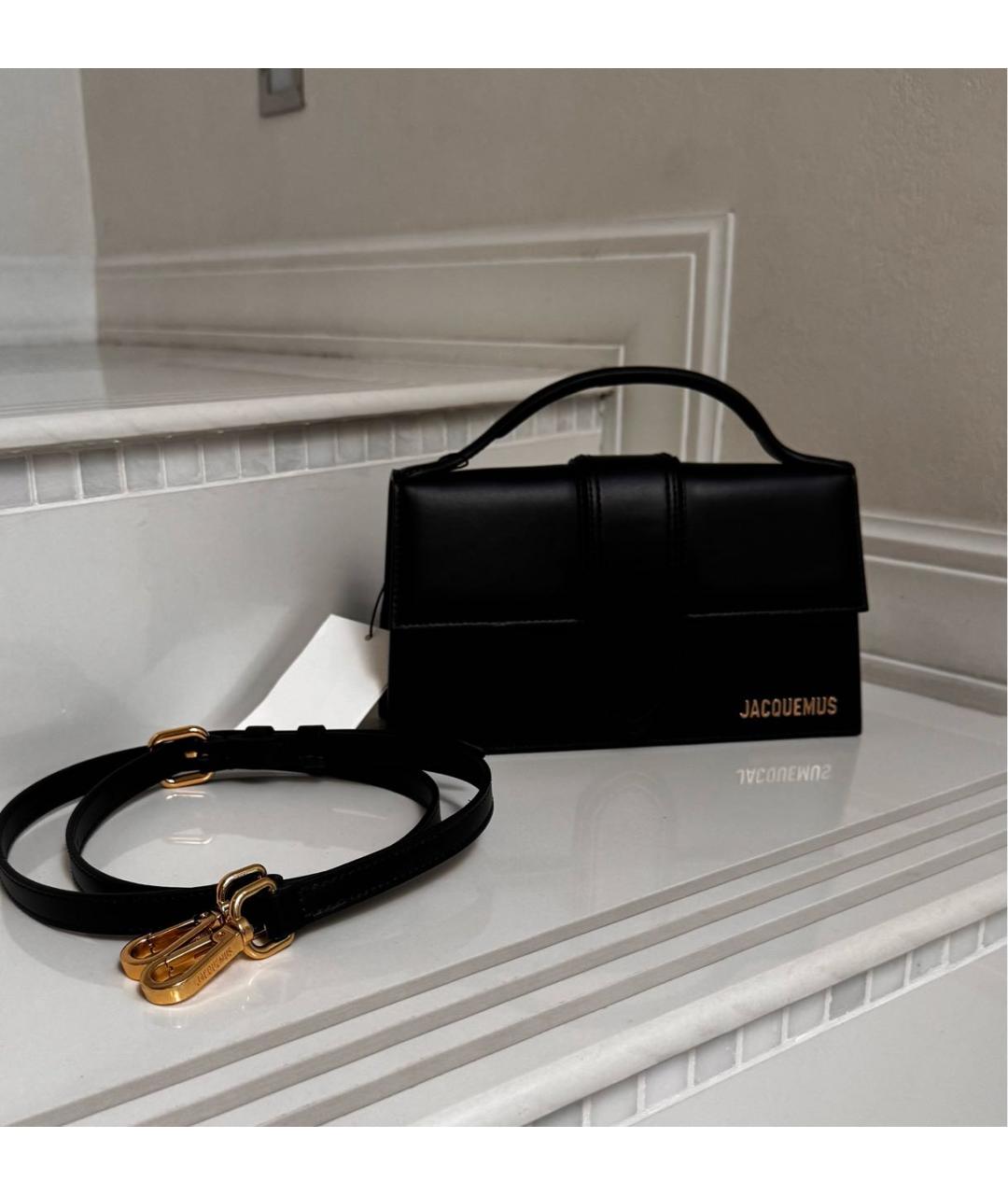 JACQUEMUS Черная кожаная сумка с короткими ручками, фото 7