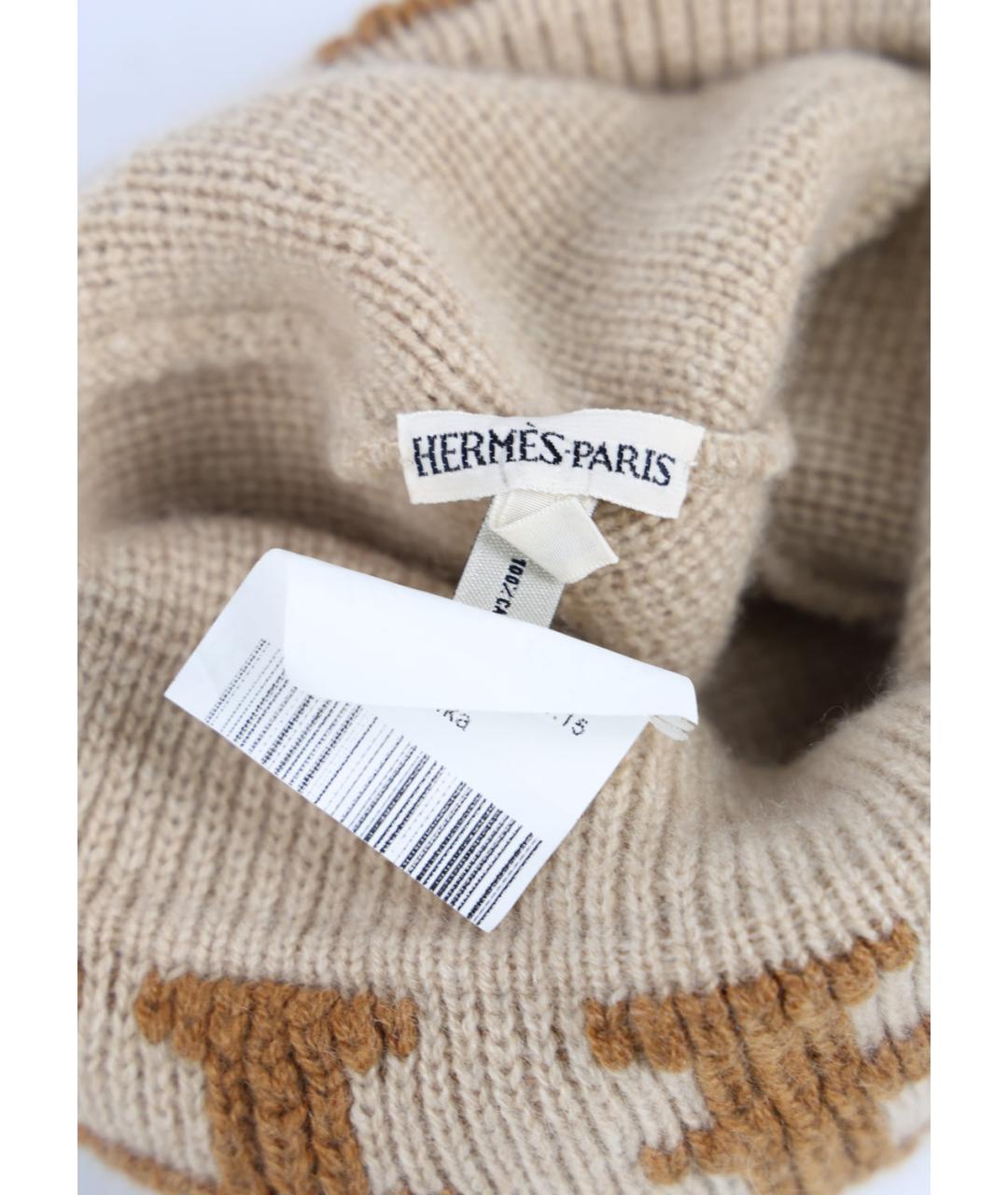 HERMES Бежевая кашемировая шапка, фото 3