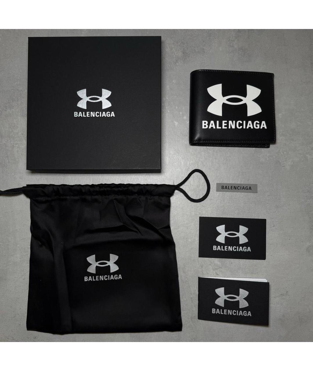 BALENCIAGA Черный кожаный кошелек, фото 2