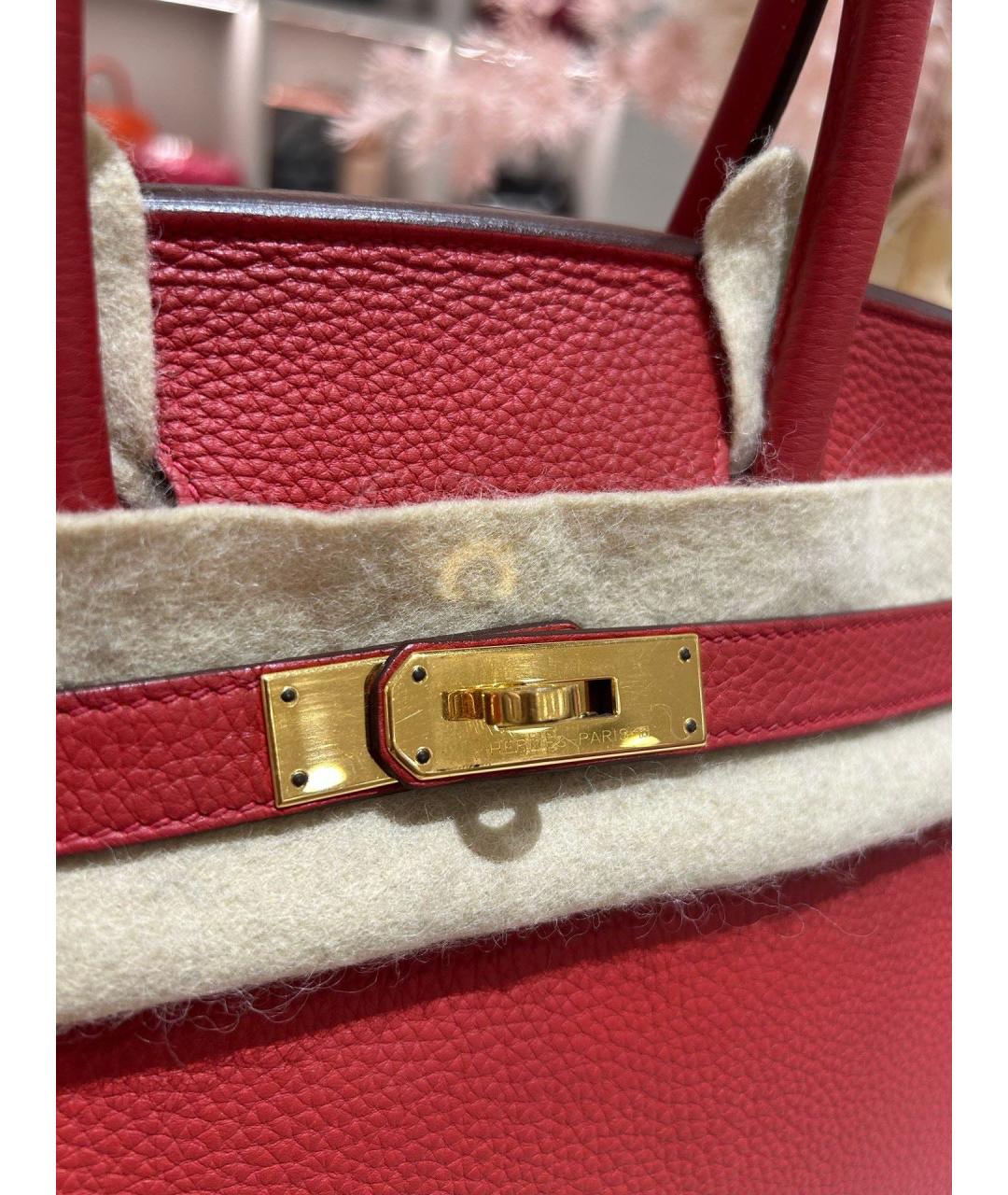 HERMES Красная кожаная сумка тоут, фото 2