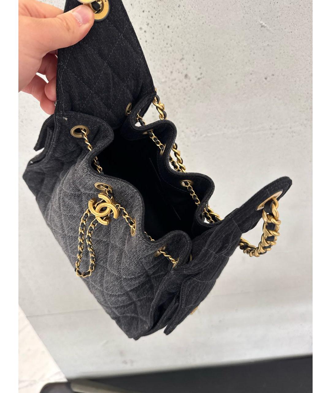 CHANEL Черная деним сумка через плечо, фото 4
