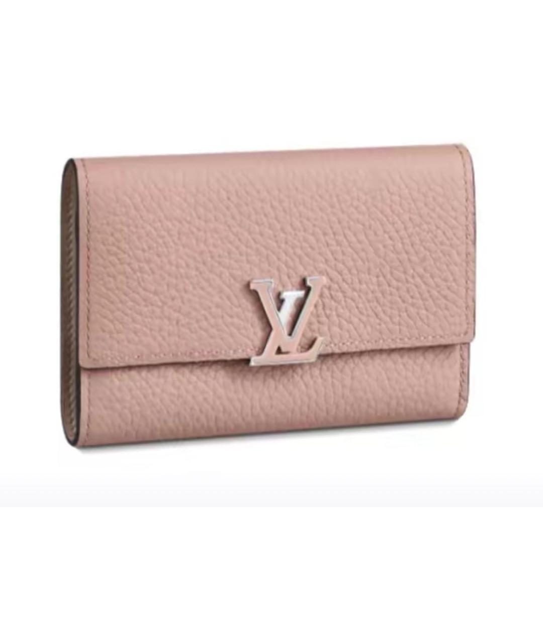LOUIS VUITTON Розовый кожаный кошелек, фото 3