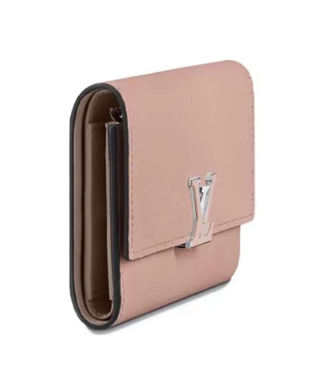 LOUIS VUITTON Розовый кожаный кошелек, фото 2