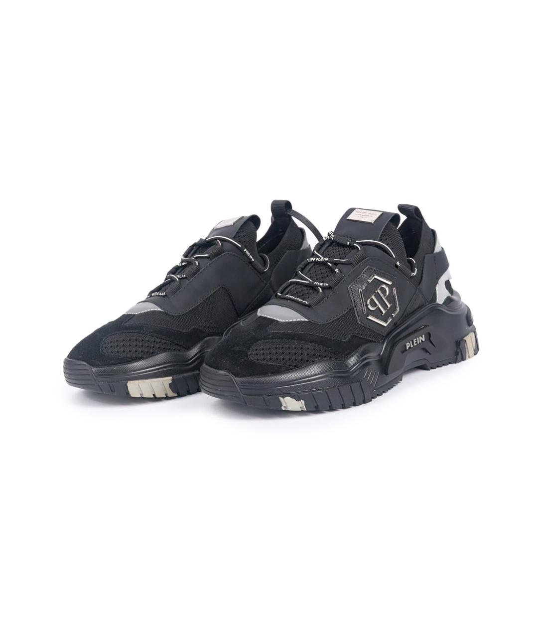 PHILIPP PLEIN Черные текстильные низкие кроссовки / кеды, фото 5