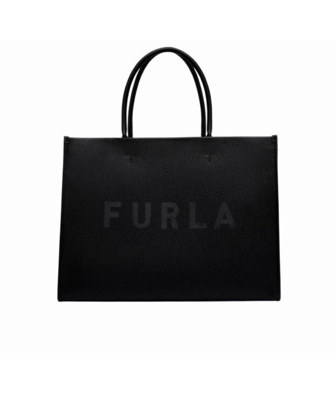 FURLA Черная кожаная сумка тоут, фото 4