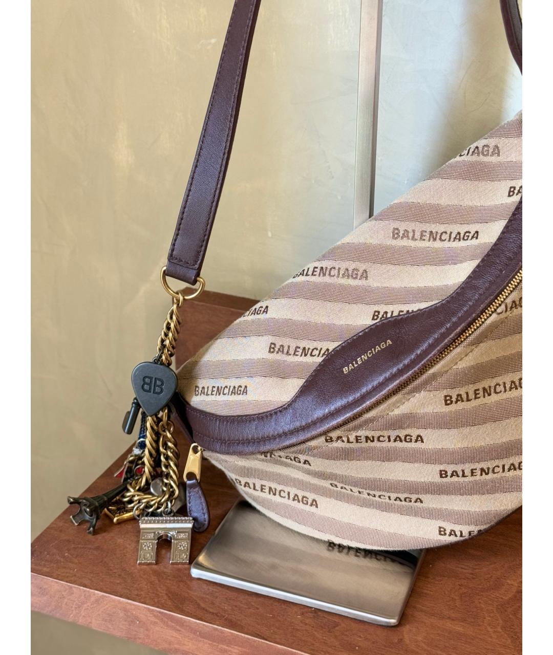 BALENCIAGA Коричневая деним поясная сумка, фото 2