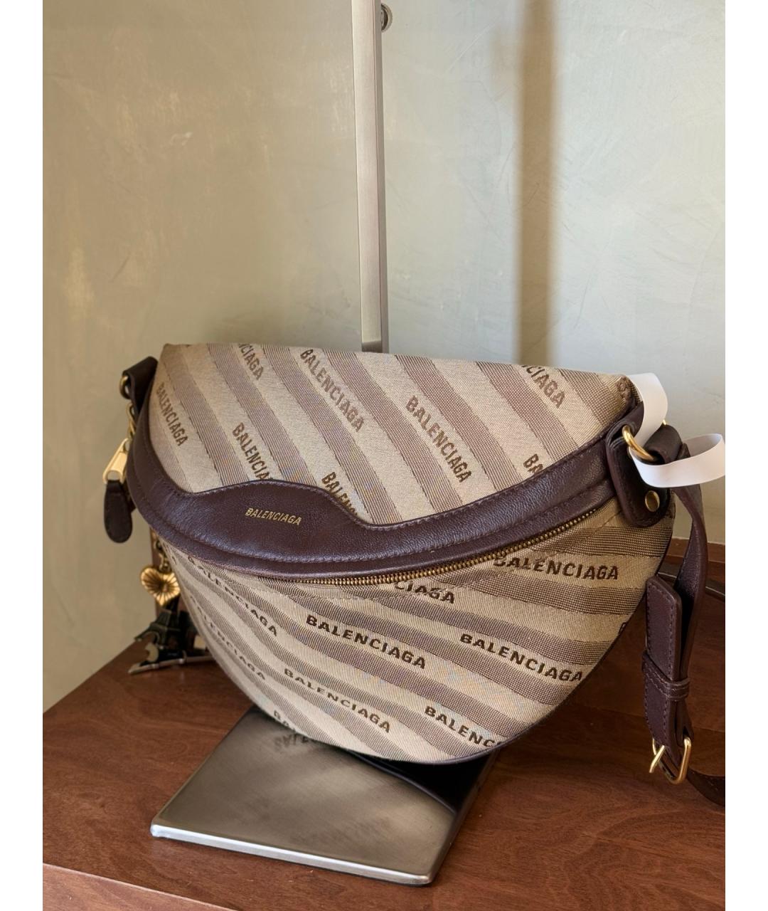 BALENCIAGA Коричневая деним поясная сумка, фото 6