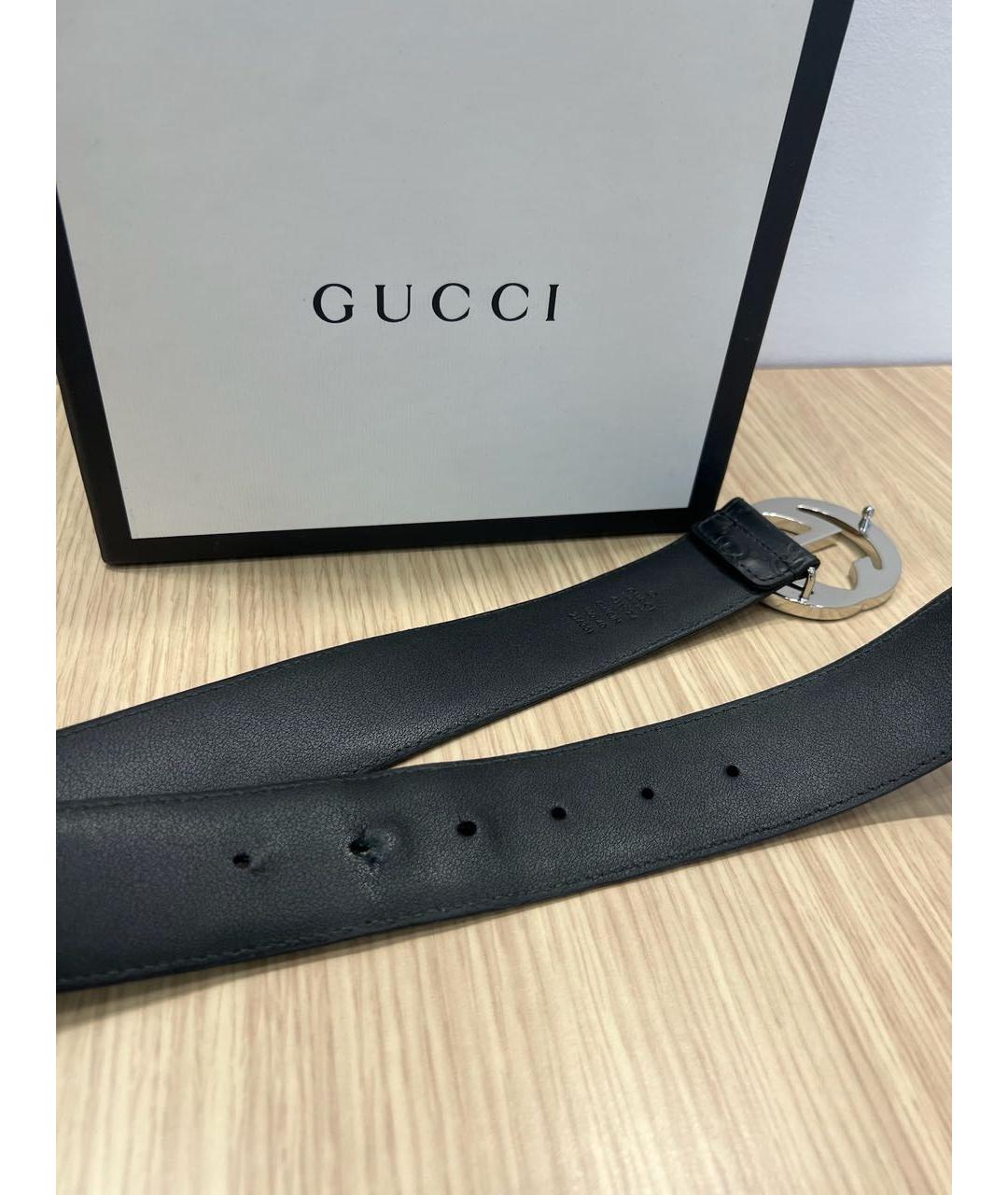 GUCCI Черный кожаный ремень, фото 5