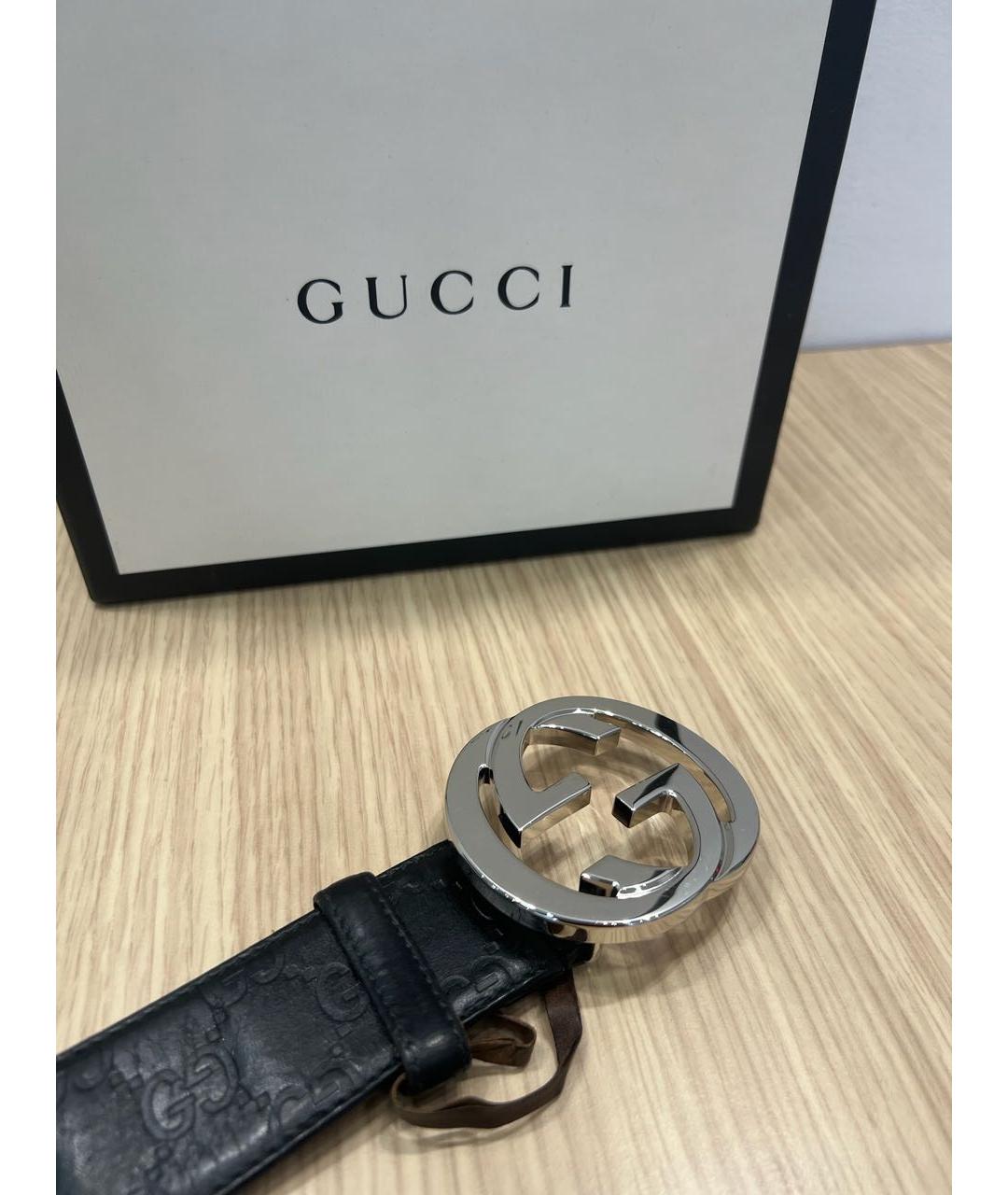 GUCCI Черный кожаный ремень, фото 2