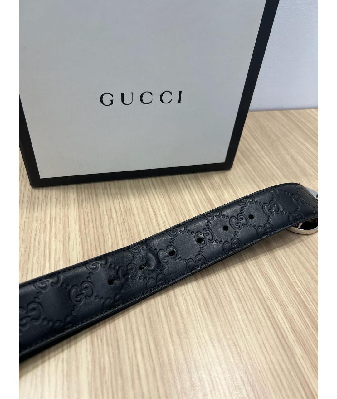 GUCCI Черный кожаный ремень, фото 4