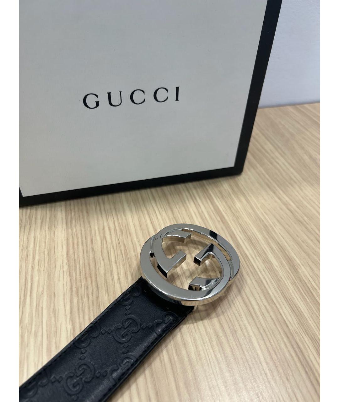 GUCCI Черный кожаный ремень, фото 2