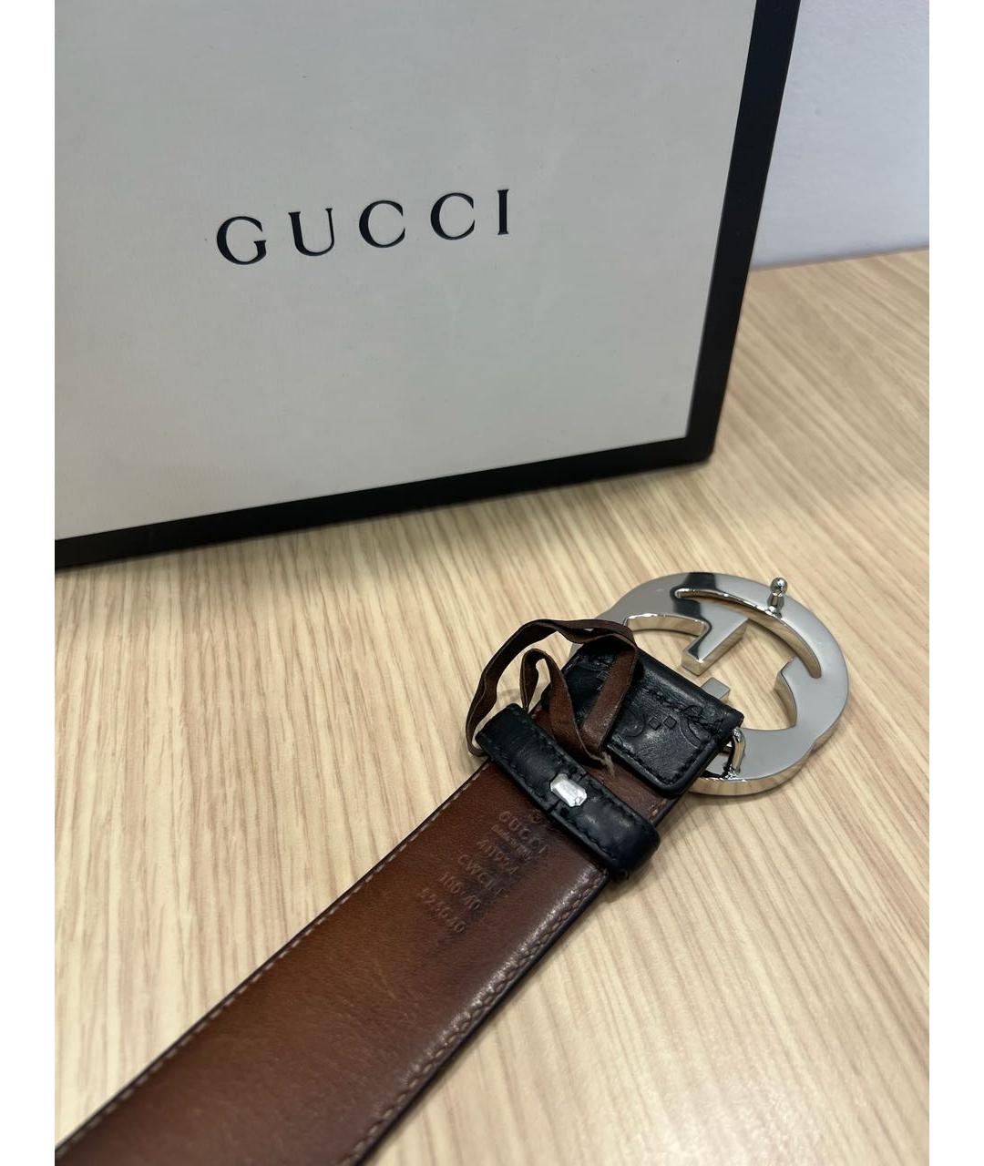 GUCCI Черный кожаный ремень, фото 3