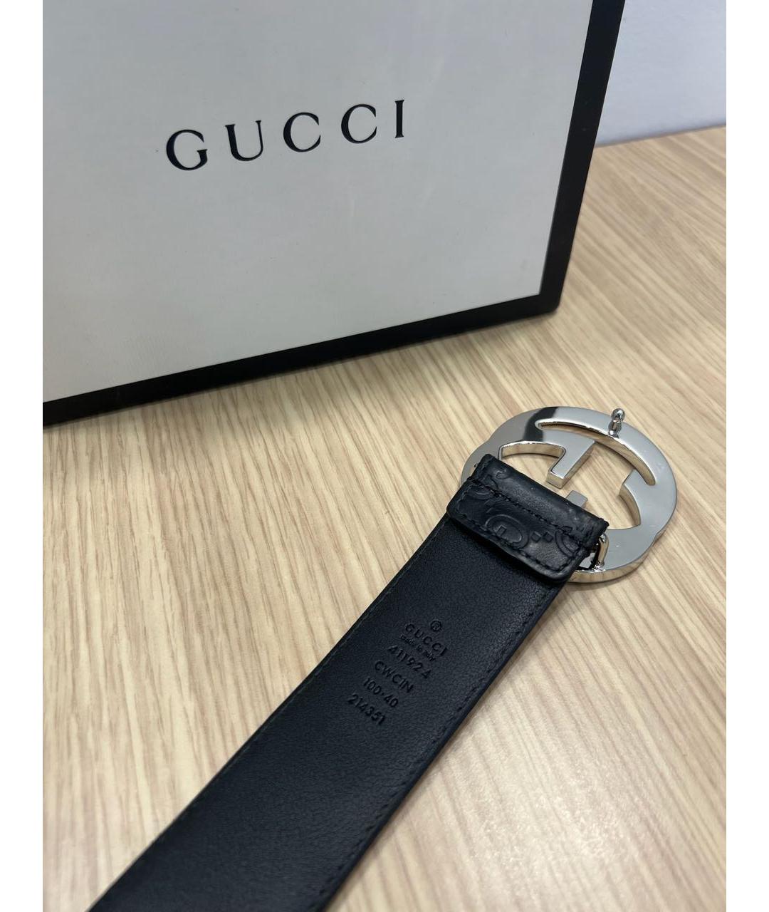 GUCCI Черный кожаный ремень, фото 3