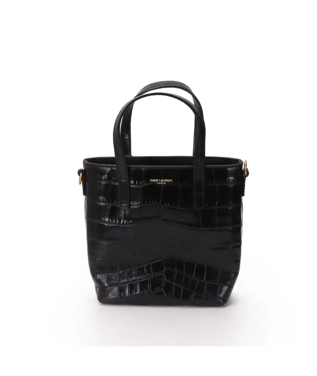 SAINT LAURENT Черная кожаная сумка с короткими ручками, фото 8