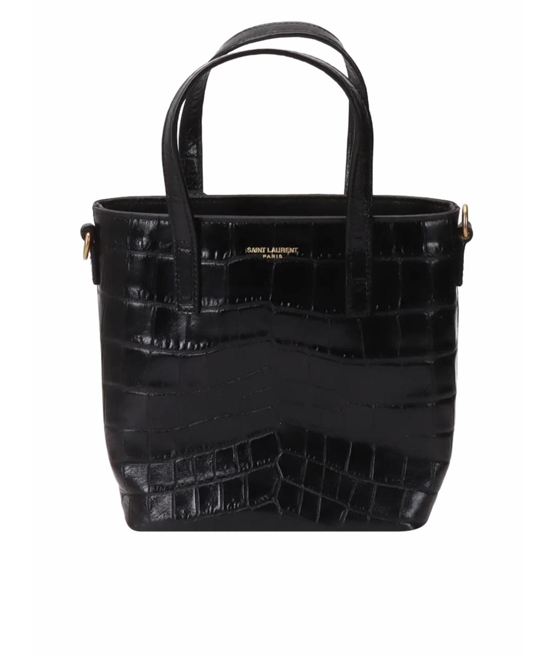 SAINT LAURENT Черная кожаная сумка с короткими ручками, фото 1