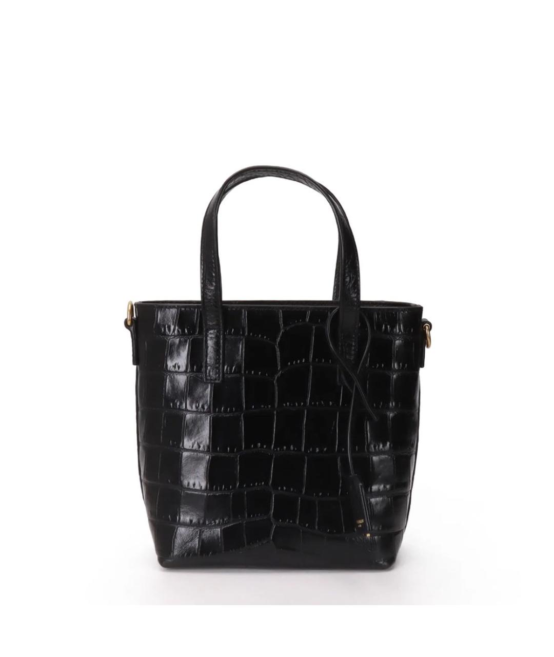 SAINT LAURENT Черная кожаная сумка с короткими ручками, фото 3