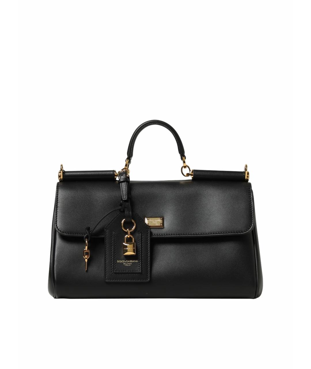 DOLCE&GABBANA Черная кожаная сумка с короткими ручками, фото 1