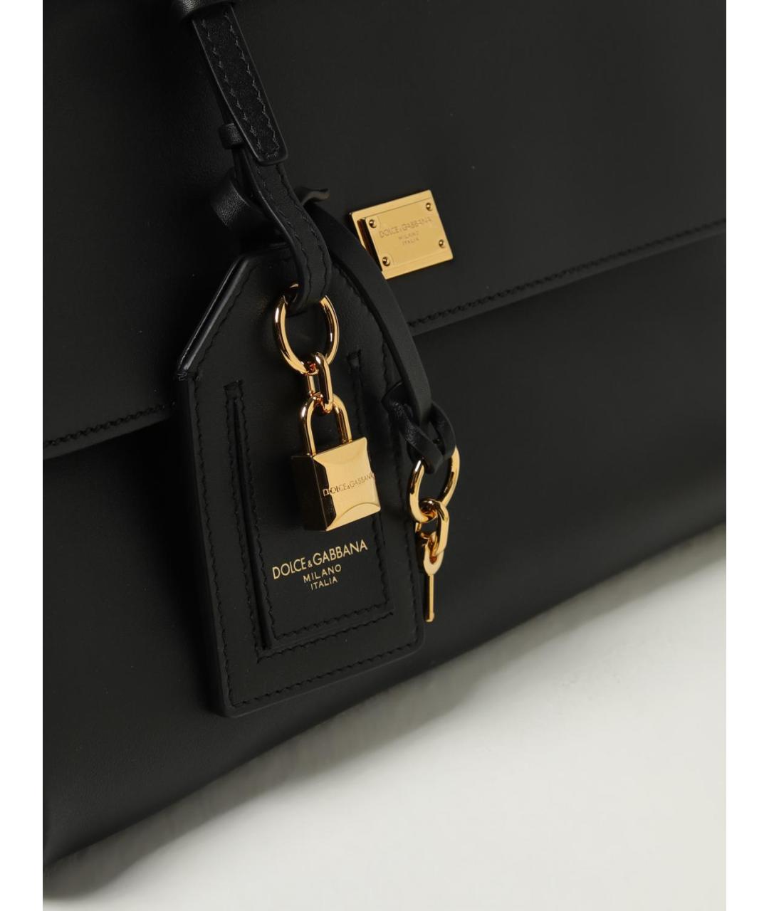 DOLCE&GABBANA Черная кожаная сумка с короткими ручками, фото 4