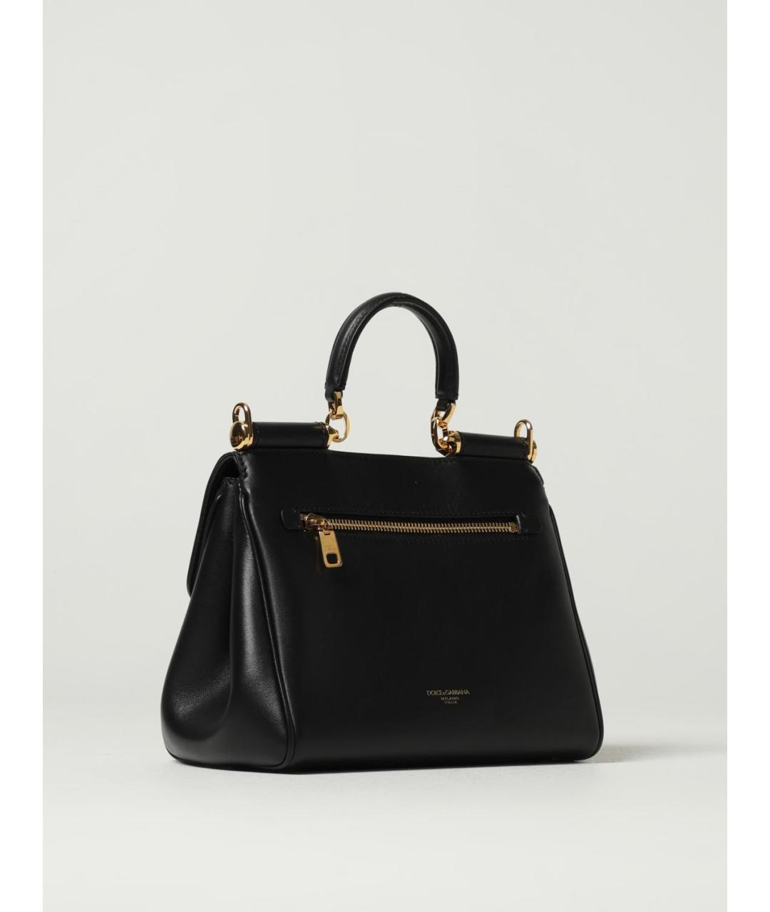 DOLCE&GABBANA Черная кожаная сумка с короткими ручками, фото 3