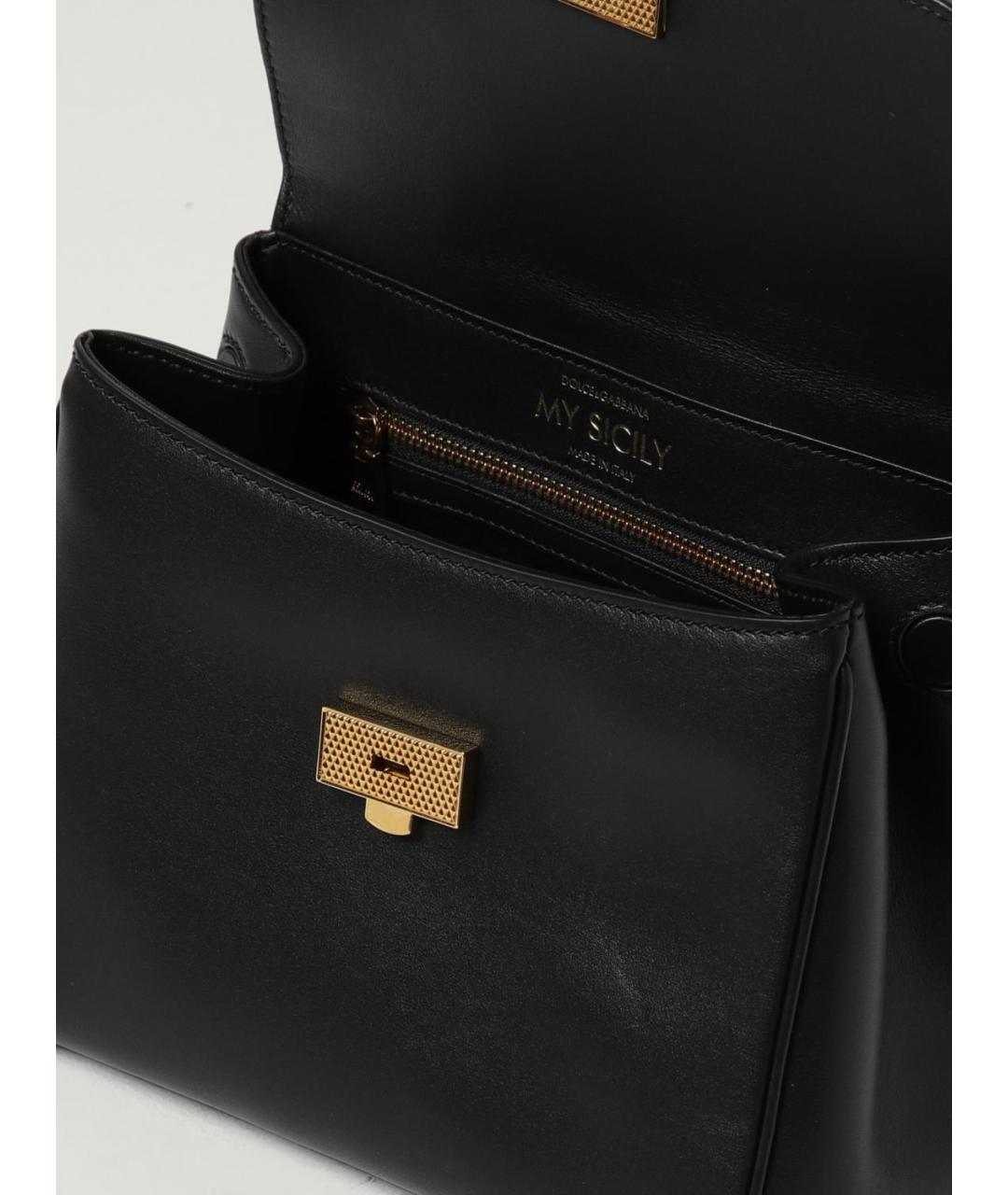DOLCE&GABBANA Черная кожаная сумка с короткими ручками, фото 5
