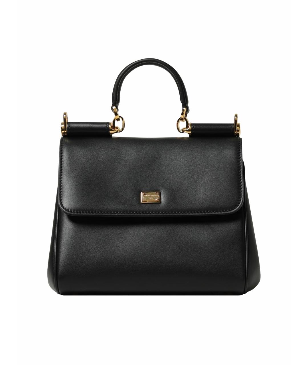 DOLCE&GABBANA Черная кожаная сумка с короткими ручками, фото 1