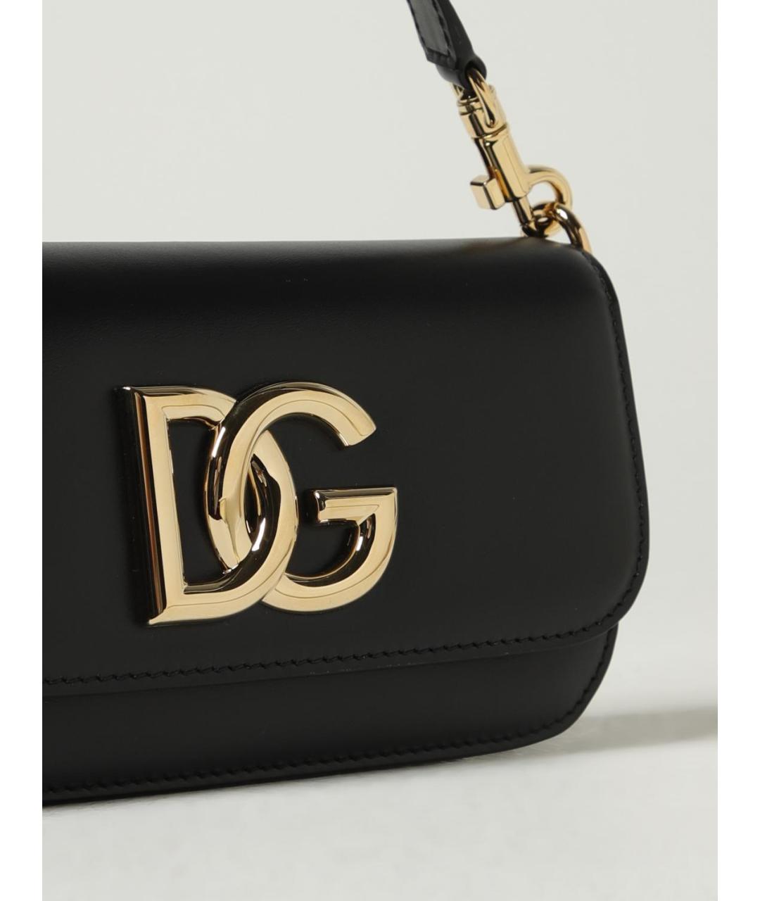 DOLCE&GABBANA Черная кожаная сумка через плечо, фото 4