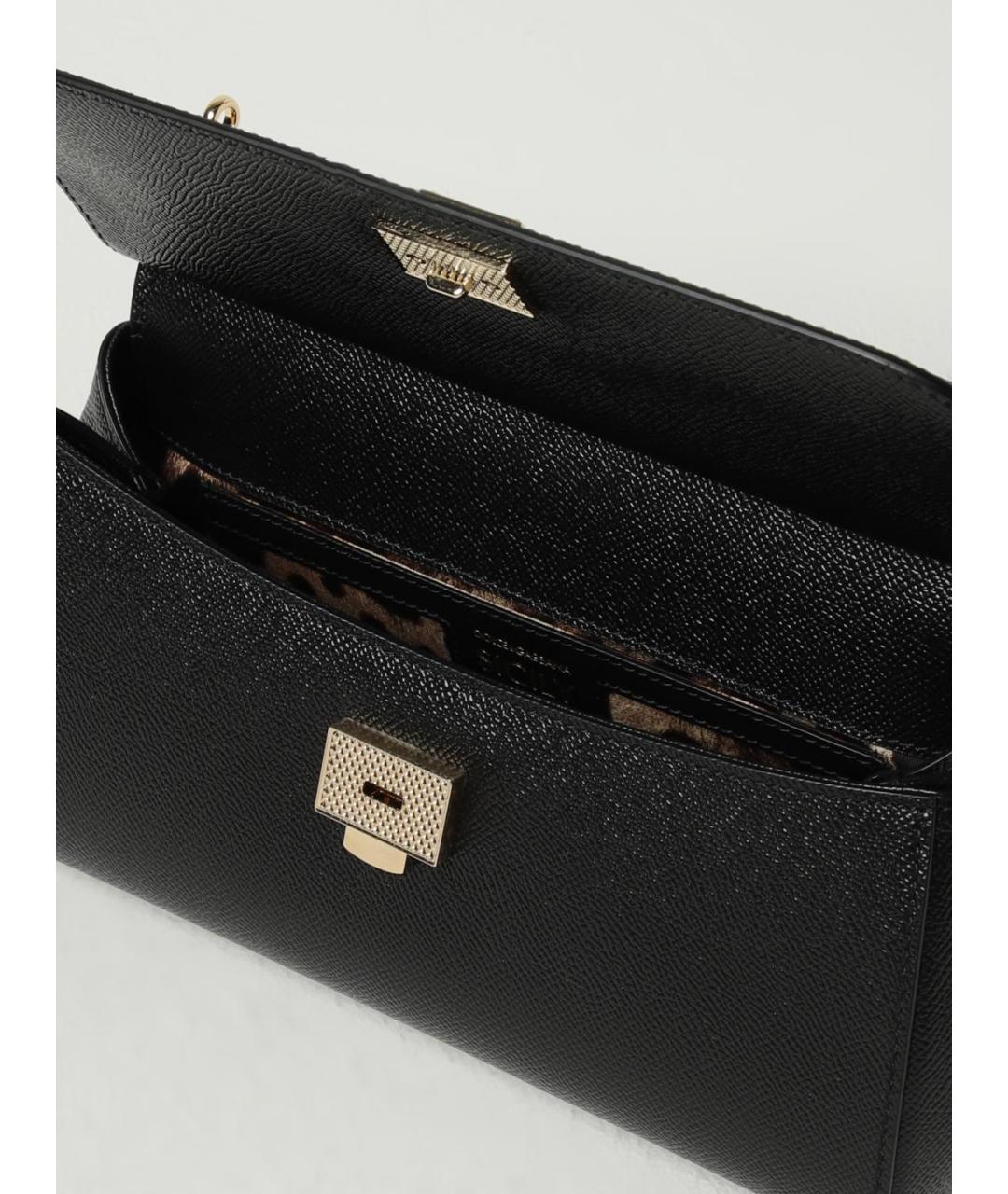 DOLCE&GABBANA Черная кожаная сумка с короткими ручками, фото 5