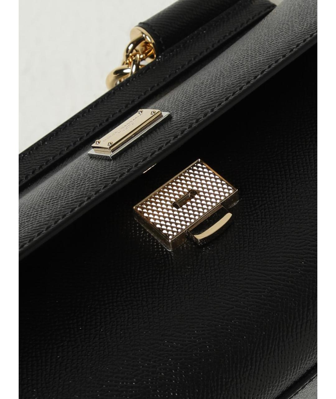 DOLCE&GABBANA Черная кожаная сумка с короткими ручками, фото 4