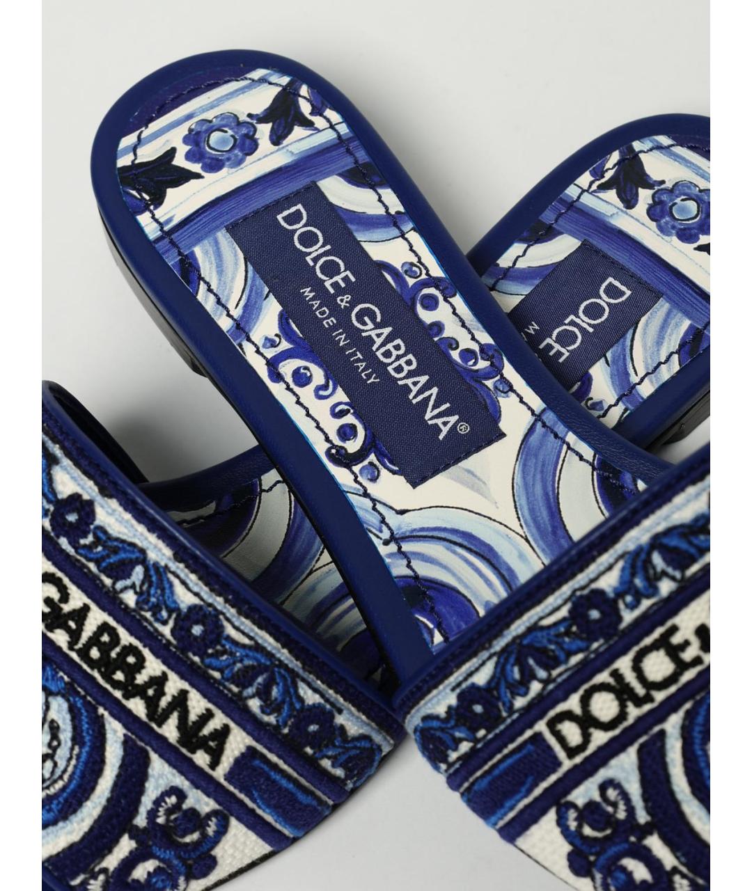 DOLCE&GABBANA Синие шлепанцы, фото 4