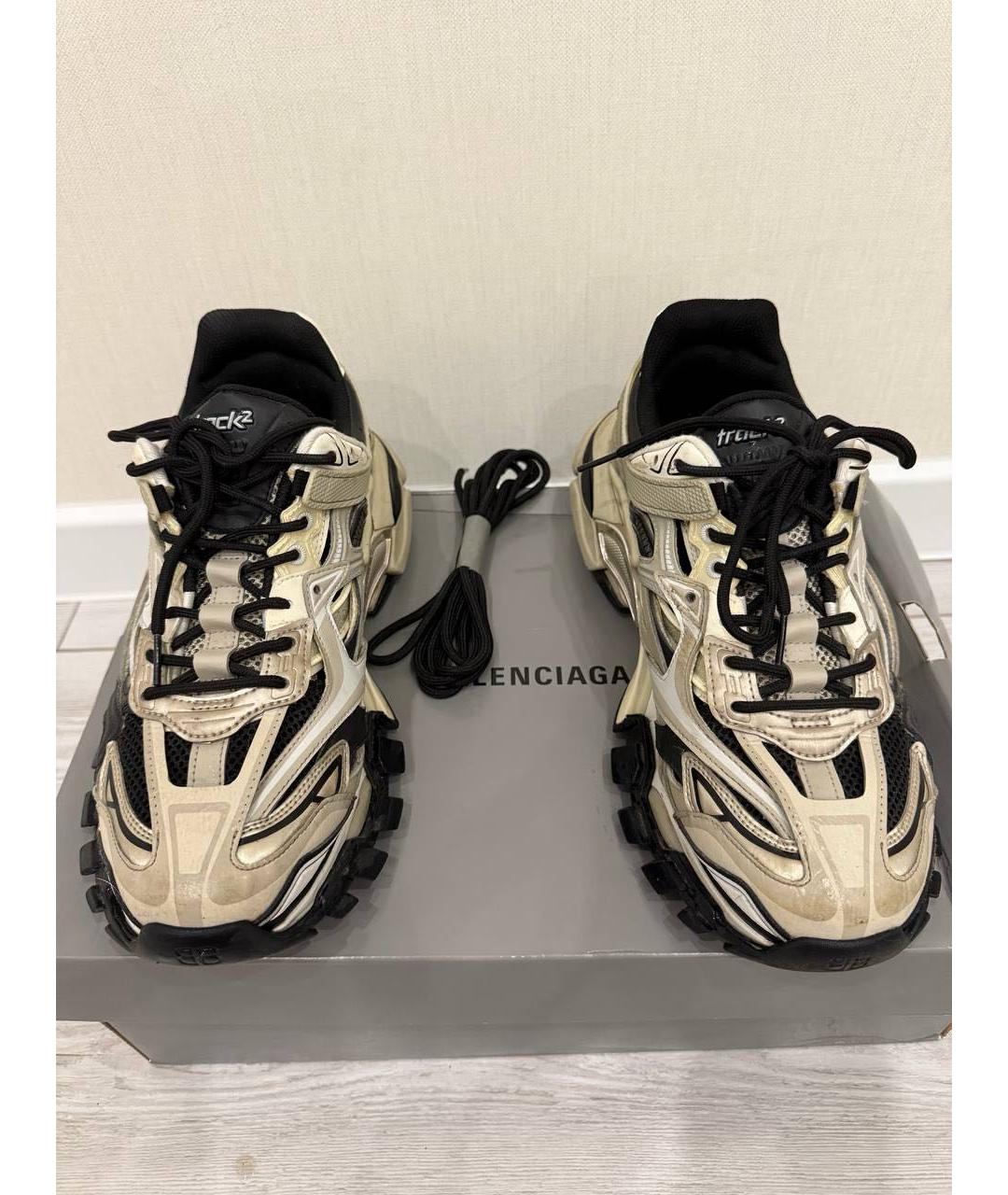 BALENCIAGA Бежевые синтетические низкие кроссовки / кеды, фото 2