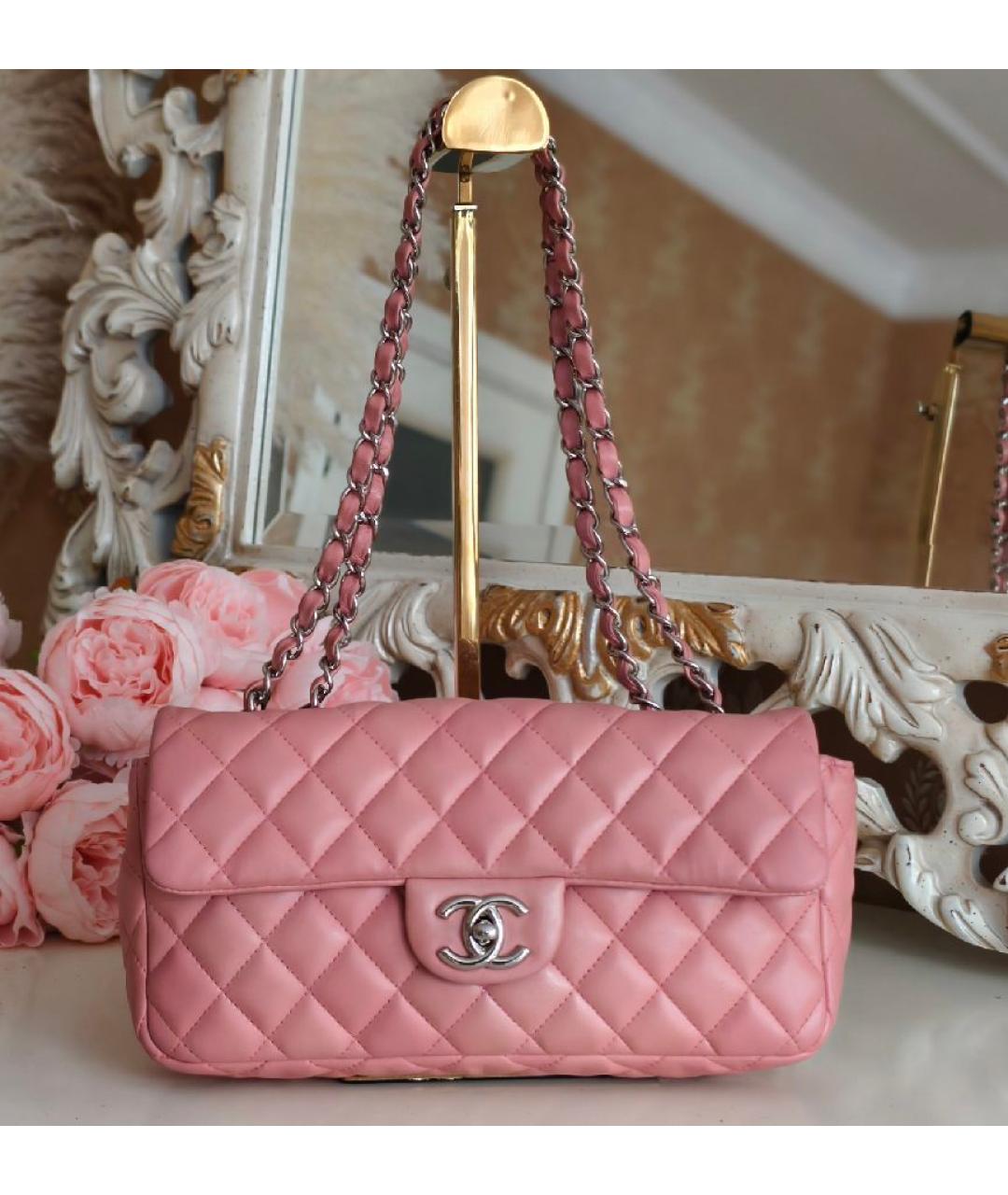 CHANEL Розовая кожаная сумка через плечо, фото 8