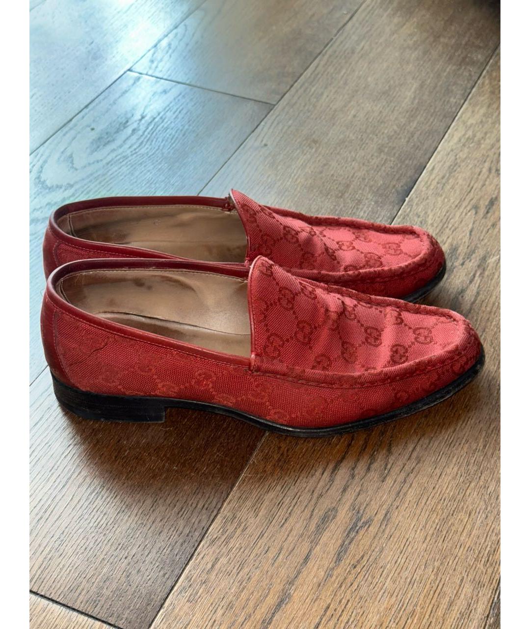 GUCCI Красные текстильные мокасины, фото 2