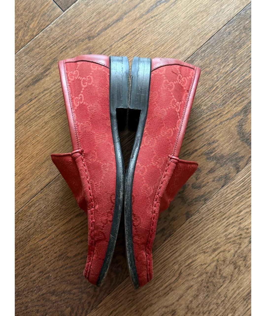GUCCI Красные текстильные мокасины, фото 6