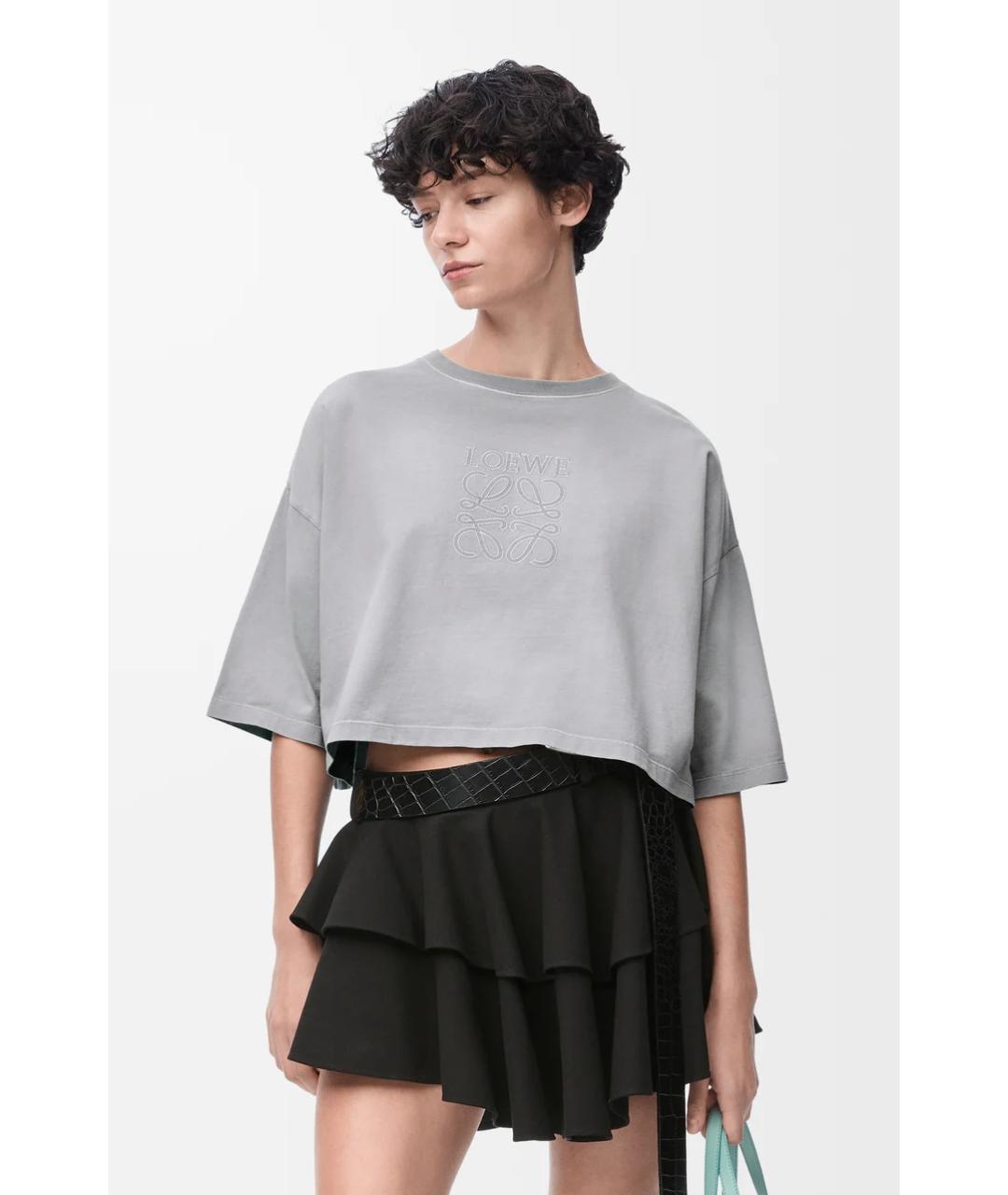 LOEWE Серая хлопковая футболка, фото 3