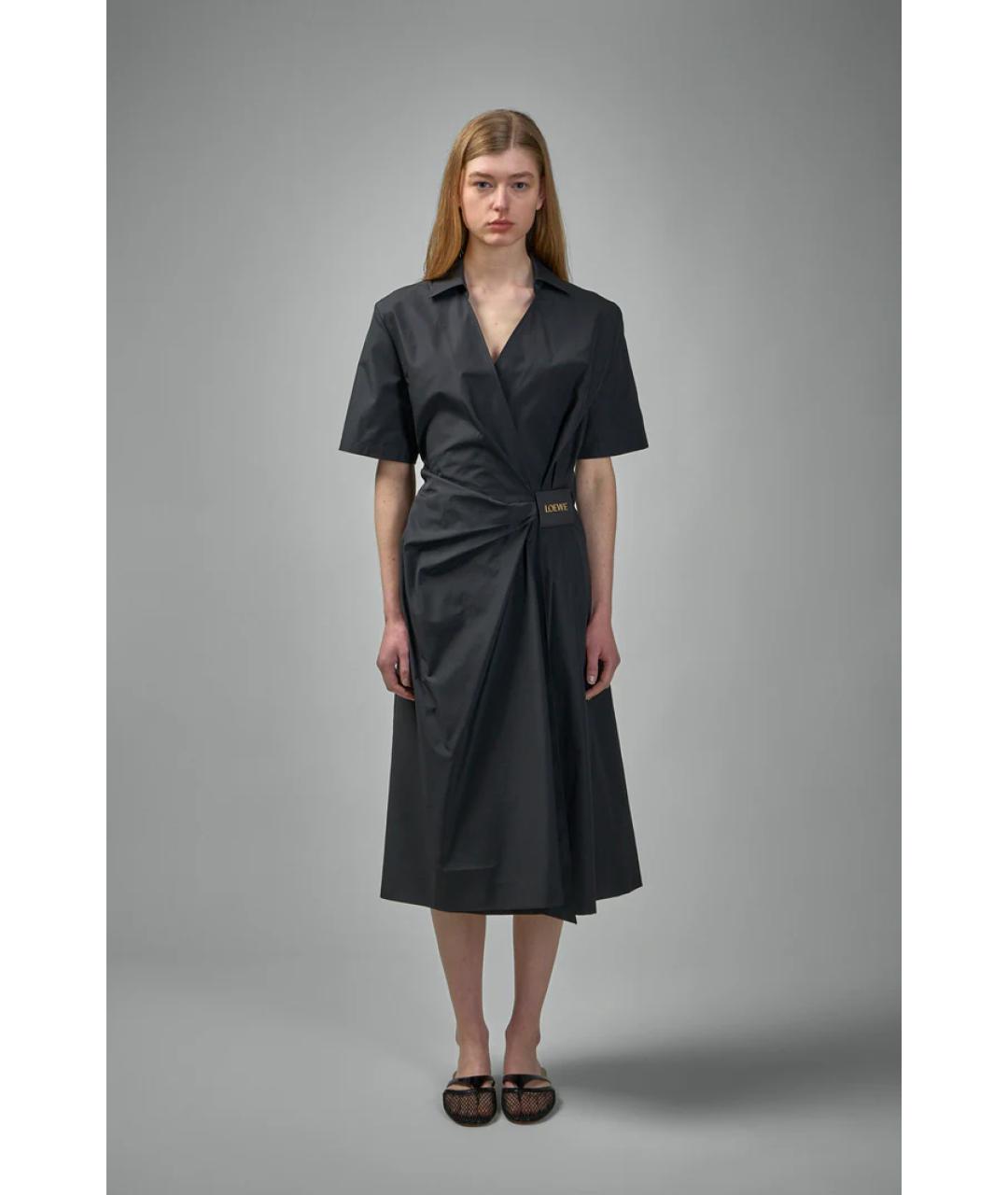 LOEWE Черное хлопковое повседневное платье, фото 3