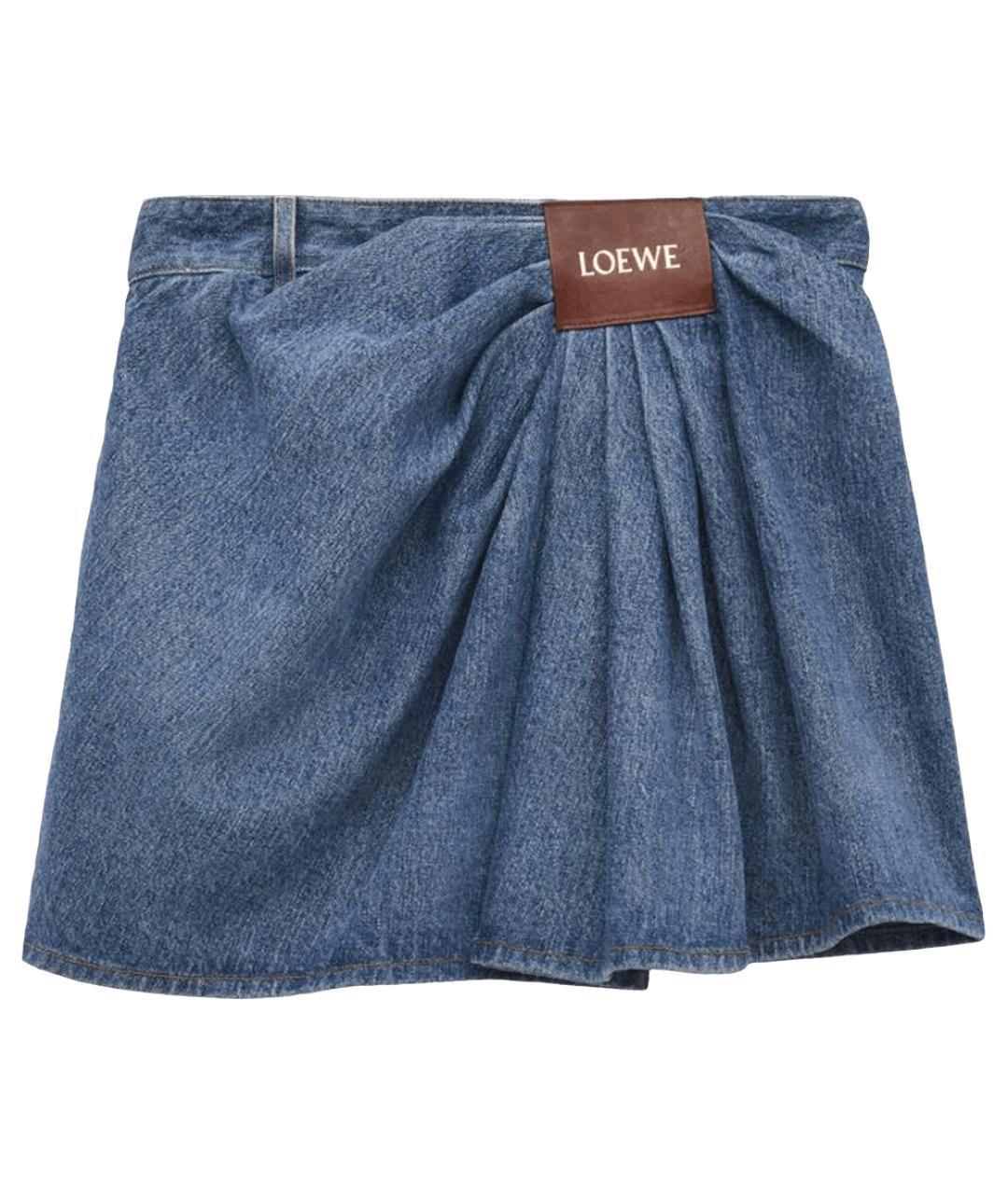 LOEWE Синяя хлопковая юбка мини, фото 6