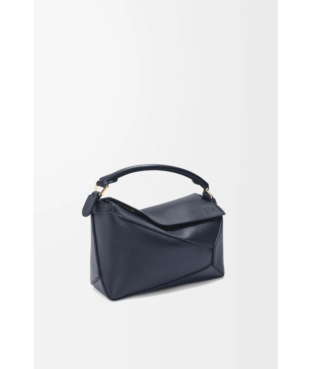 LOEWE Темно-синяя кожаная сумка с короткими ручками, фото 6