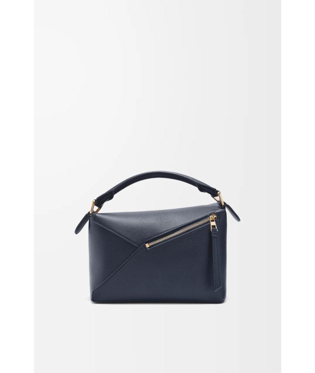 LOEWE Темно-синяя кожаная сумка с короткими ручками, фото 4