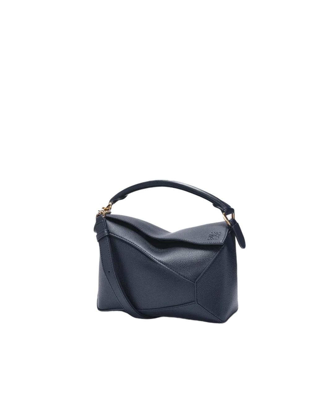 LOEWE Темно-синяя кожаная сумка с короткими ручками, фото 7