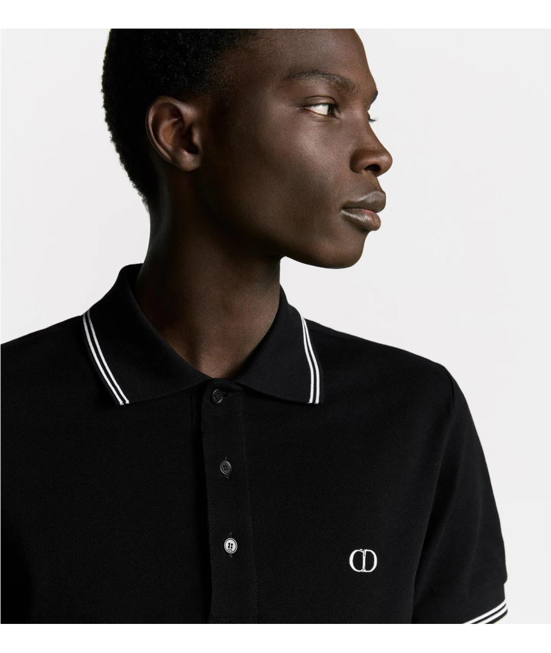 CHRISTIAN DIOR Черное хлопковое поло с коротким рукавом, фото 5