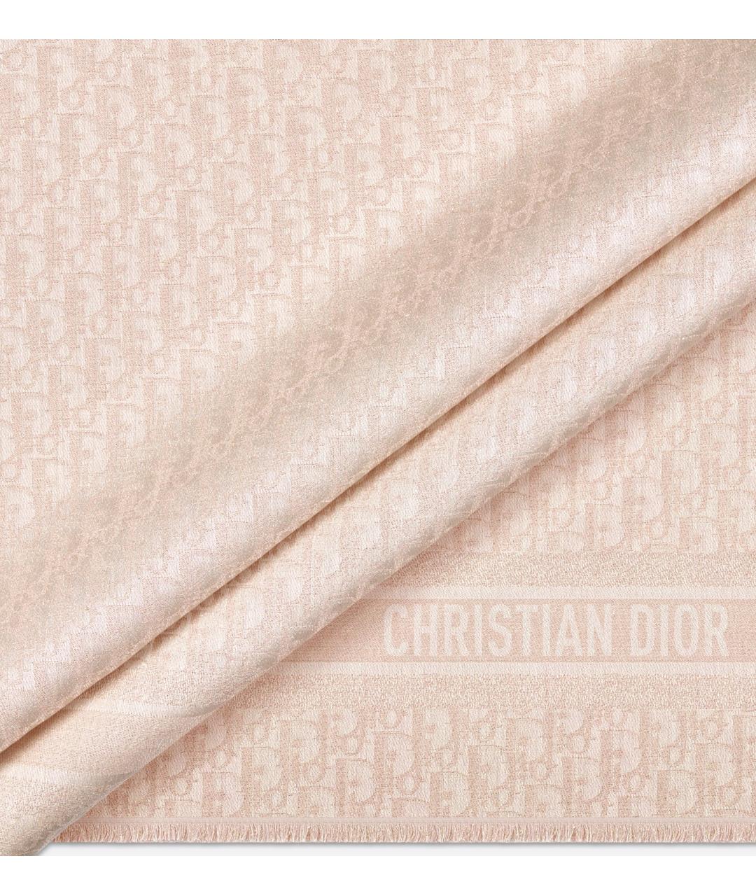 CHRISTIAN DIOR Розовый шелковый шарф, фото 2
