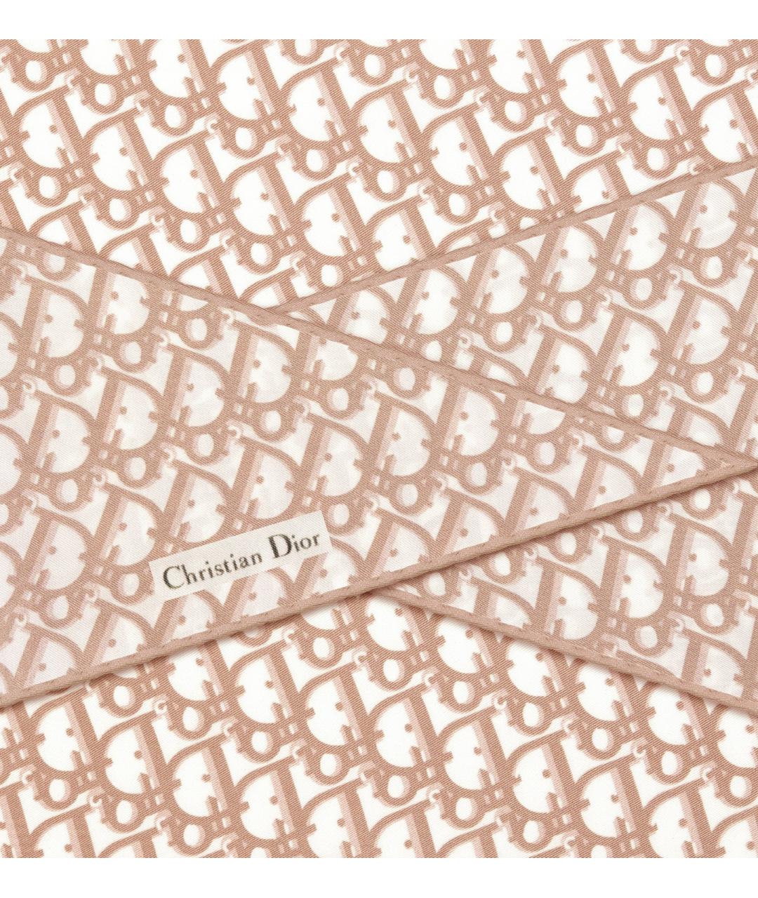 CHRISTIAN DIOR Розовый шелковый шарф, фото 3