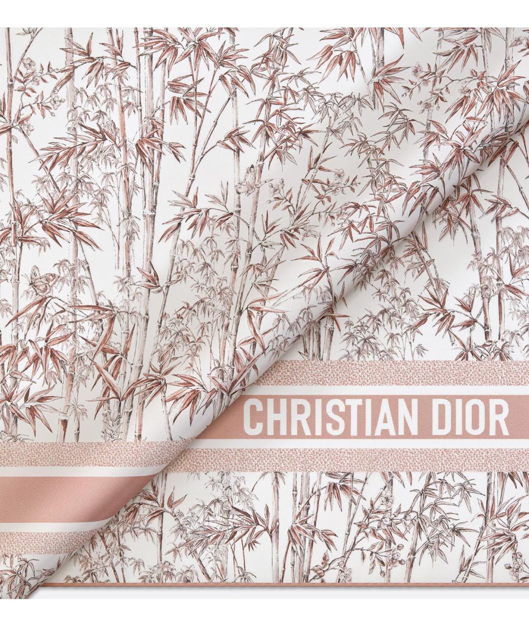 CHRISTIAN DIOR Розовый шелковый шарф, фото 4